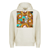 Oatmeal Heather baseball leopard turquoise sunflower seamless pattern Premium Hoodie - JahusDesignShop