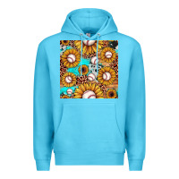 Ocean Blue baseball leopard turquoise sunflower seamless pattern Premium Hoodie - JahusDesignShop
