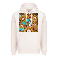 Pale Pink baseball leopard turquoise sunflower seamless pattern Premium Hoodie - JahusDesignShop