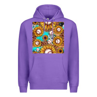 Purple baseball leopard turquoise sunflower seamless pattern Premium Hoodie - JahusDesignShop