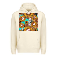 Sandshell baseball leopard turquoise sunflower seamless pattern Premium Hoodie - JahusDesignShop
