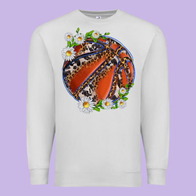 Premium Sweatshirt basketball with patterns and daisies