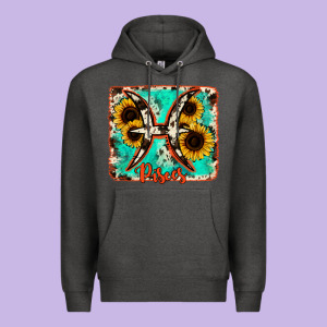 Pisces Turquoise Cowhide Premium Hoodie Designed By Ranaportraitstore