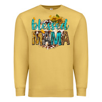 Antique Gold blessed mama with sunflowers Premium Sweatshirt - texasbilliewilder
