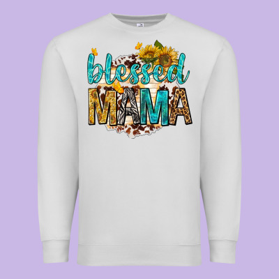 Premium Sweatshirt blessed mama with sunflowers