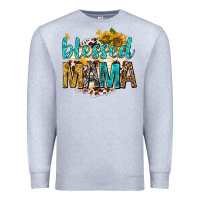 Heather Grey blessed mama with sunflowers Premium Sweatshirt - texasbilliewilder