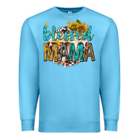 Ocean Blue blessed mama with sunflowers Premium Sweatshirt - texasbilliewilder