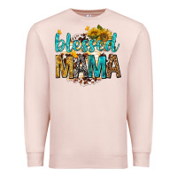 Pale Pink blessed mama with sunflowers Premium Sweatshirt - texasbilliewilder