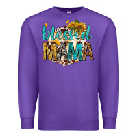 Purple blessed mama with sunflowers Premium Sweatshirt - texasbilliewilder