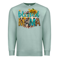 Seafoam blessed mama with sunflowers Premium Sweatshirt - texasbilliewilder