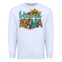 White blessed mama with sunflowers Premium Sweatshirt - texasbilliewilder