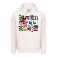 Pale Pink saved by his grace Premium Hoodie - AdoDesignShop