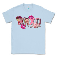 Dusty Blue Valentine's Day Pig Xoxo Classic Tee - FaDigitalArtStudio