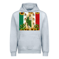 Heather Grey San Judas with Mexican Flag Urban Hoodie - JahusDesignShop