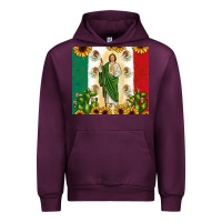 Mauve Wine San Judas with Mexican Flag Urban Hoodie - JahusDesignShop