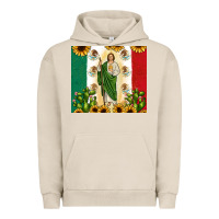 Pigment French Oak San Judas with Mexican Flag Urban Hoodie - JahusDesignShop