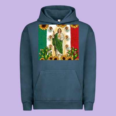 San Judas With Mexican Flag Urban Hoodie Designed By Jahusdesignshop