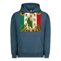 Pigment Midnight Navy San Judas with Mexican Flag Urban Hoodie - JahusDesignShop