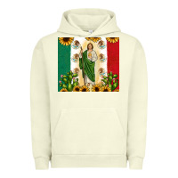 Pigment Pistachio San Judas with Mexican Flag Urban Hoodie - JahusDesignShop