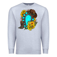 Heather Grey western turquoise gemstone Premium Sweatshirt - Zillion Design Studio
