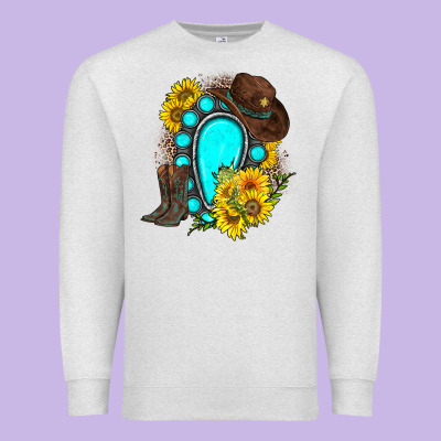 Premium Sweatshirt western turquoise gemstone