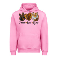 Fuchsia Pink peace love tigers head Urban Hoodie - JahusDesignShop