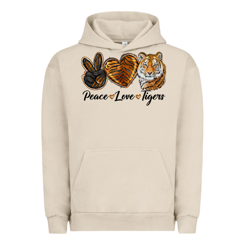 Peace Love Tigers Head Urban Hoodie by JahusDesignShop | Teevron