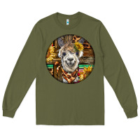 Army Green western alpaca Long Sleeve Tee - BarkalooDesign