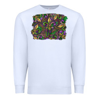 White Mardi Gras Fleur De Lis Premium Sweatshirt - RanaPortraitStore