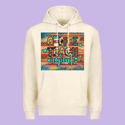 Coffee Teach Repeat Premium Hoodie Designed By Jahusdesignshop