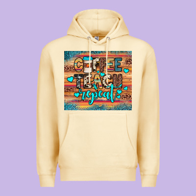 Coffee Teach Repeat Premium Hoodie Designed By Jahusdesignshop