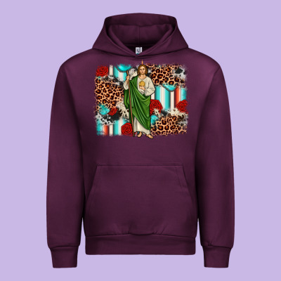 San Judas Leopard Cowhide Background Urban Hoodie Designed By Jahusdesignshop