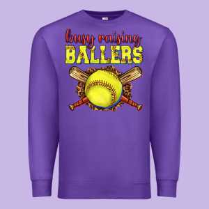 Busy Raising Ballers Softball Premium Sweatshirt Designed By Texasbilliewilder