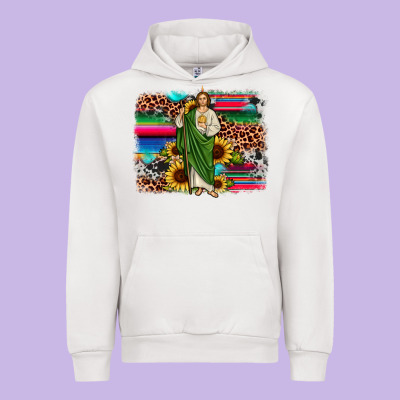 San Judas Leopard Cowhide Sunflower Background Urban Hoodie Designed By Jahusdesignshop