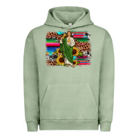 Pigment Oil Green san judas leopard cowhide sunflower background Urban Hoodie - JahusDesignShop