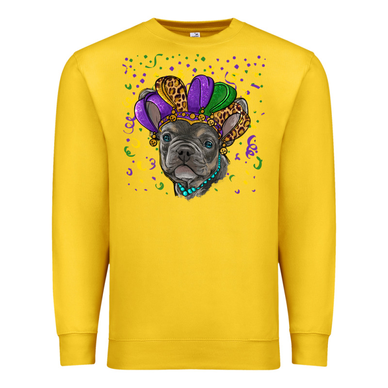 Mardi Gras French Bulldog Premium Sweatshirt by RanaPortraitStore | Teevron