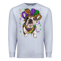 Heather Grey Mardi gras hat  english bulldog Premium Sweatshirt - RanaPortraitStore