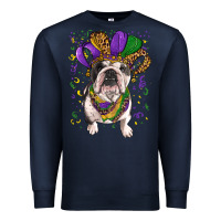 Navy Mardi gras hat  english bulldog Premium Sweatshirt - RanaPortraitStore