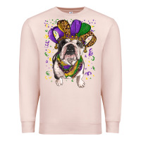 Pale Pink Mardi gras hat  english bulldog Premium Sweatshirt - RanaPortraitStore
