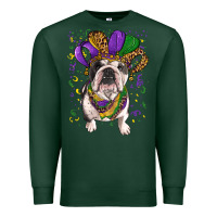 Sports Green Mardi gras hat  english bulldog Premium Sweatshirt - RanaPortraitStore