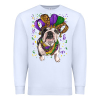 White Mardi gras hat  english bulldog Premium Sweatshirt - RanaPortraitStore
