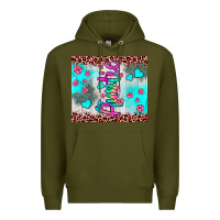 Army Green auntie leopard turquoise Premium Hoodie - JahusDesignShop