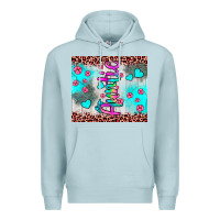 Blue Mist auntie leopard turquoise Premium Hoodie - JahusDesignShop