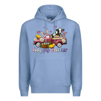 Colony Blue happy easter trucks Premium Hoodie - AdoDesignShop