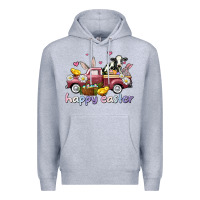 Heather Grey happy easter trucks Premium Hoodie - AdoDesignShop