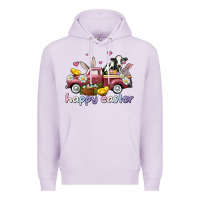Lilac happy easter trucks Premium Hoodie - AdoDesignShop