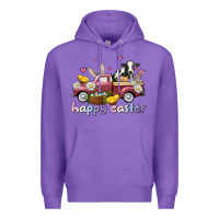 Purple happy easter trucks Premium Hoodie - AdoDesignShop