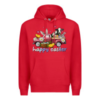 Red happy easter trucks Premium Hoodie - AdoDesignShop