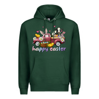Sports Green happy easter trucks Premium Hoodie - AdoDesignShop