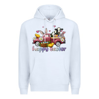 White happy easter trucks Premium Hoodie - AdoDesignShop
